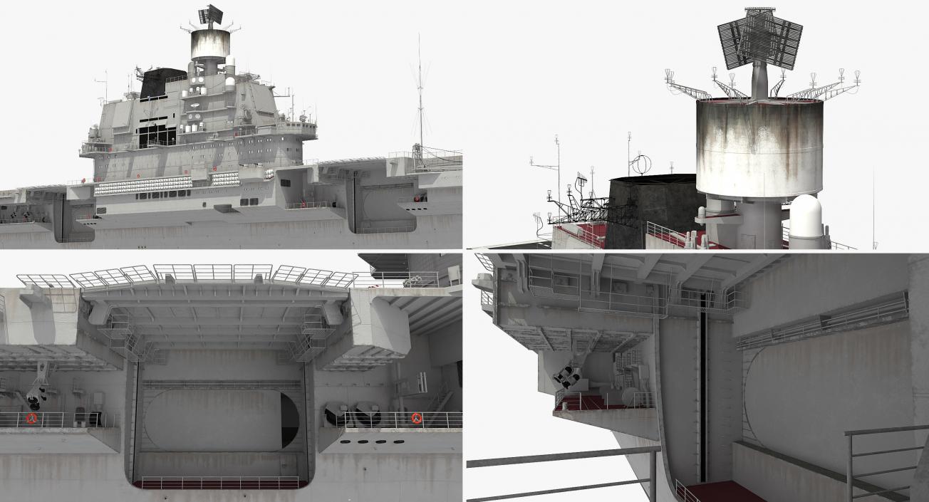 3D Admiral Kuznetsov Aircraft Carrier Rigged