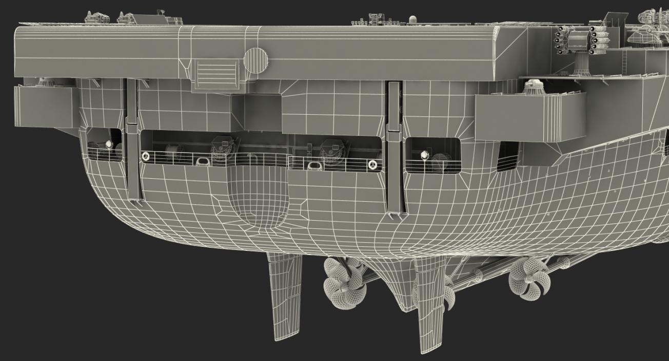 3D Admiral Kuznetsov Aircraft Carrier Rigged