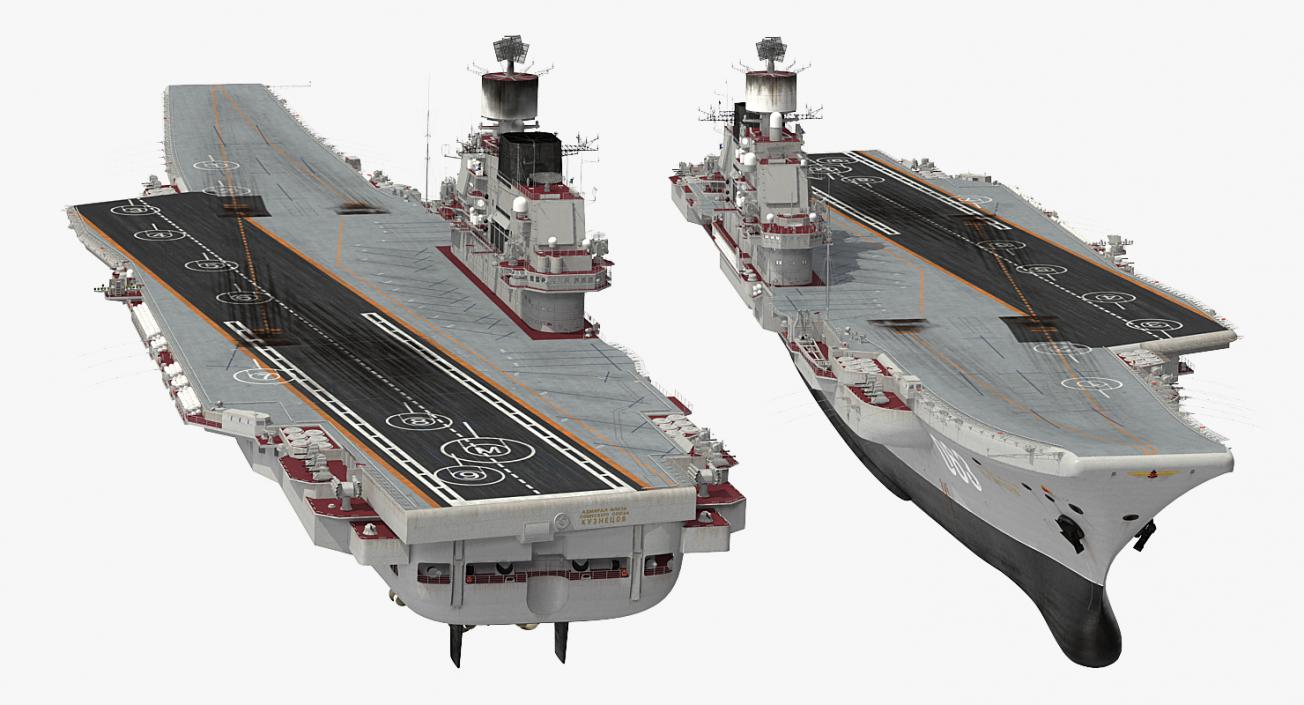 3D Admiral Kuznetsov Aircraft Carrier Rigged