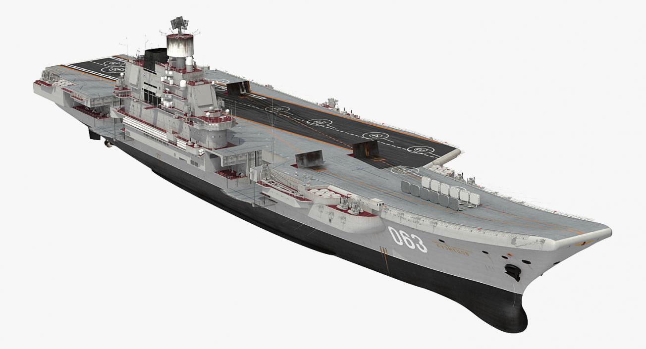 3D Admiral Kuznetsov Aircraft Carrier Rigged