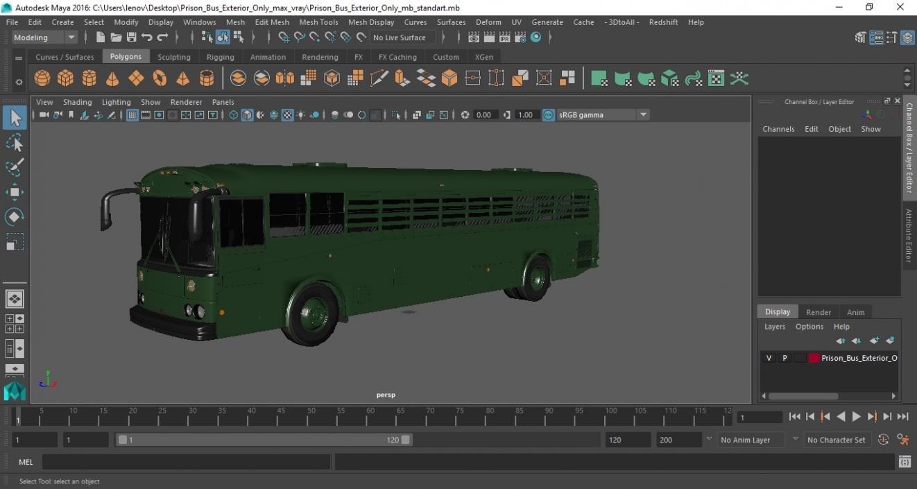 Prison Bus Exterior Only 3D model