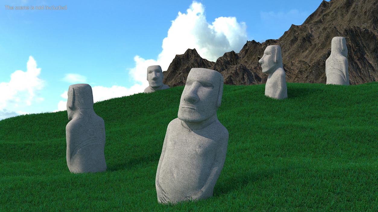 3D Easter Island Statue Moai White