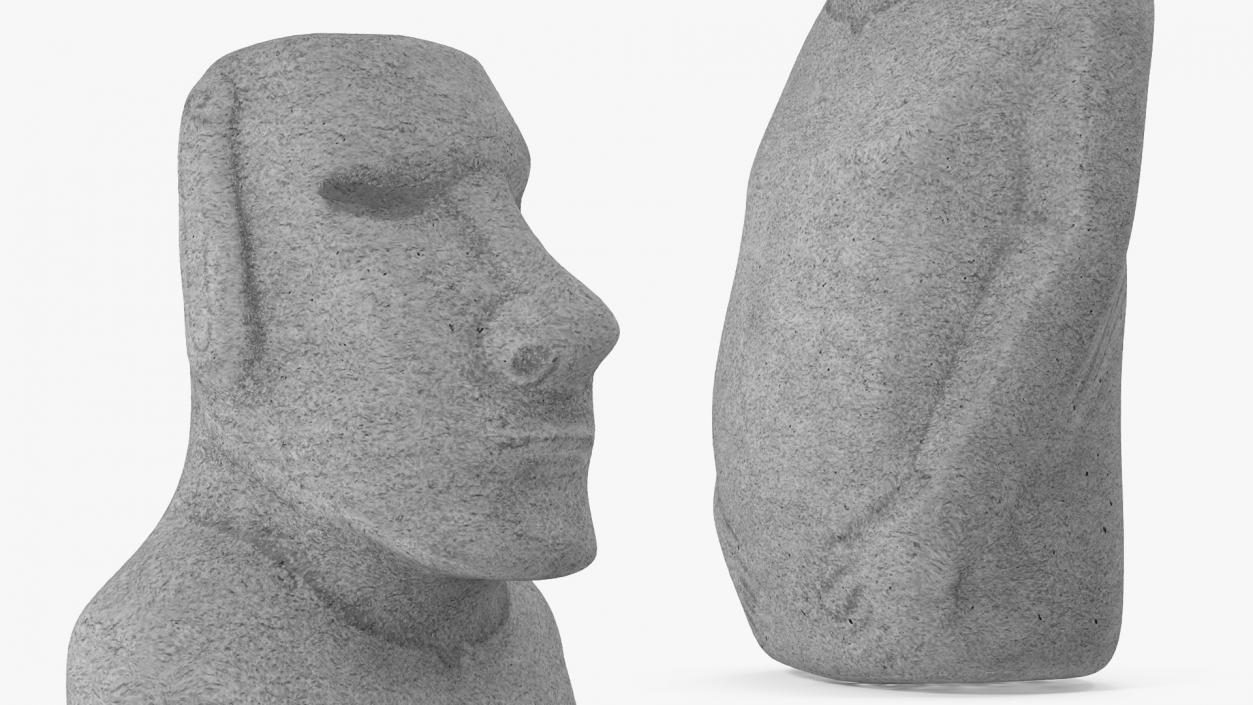 3D Easter Island Statue Moai White