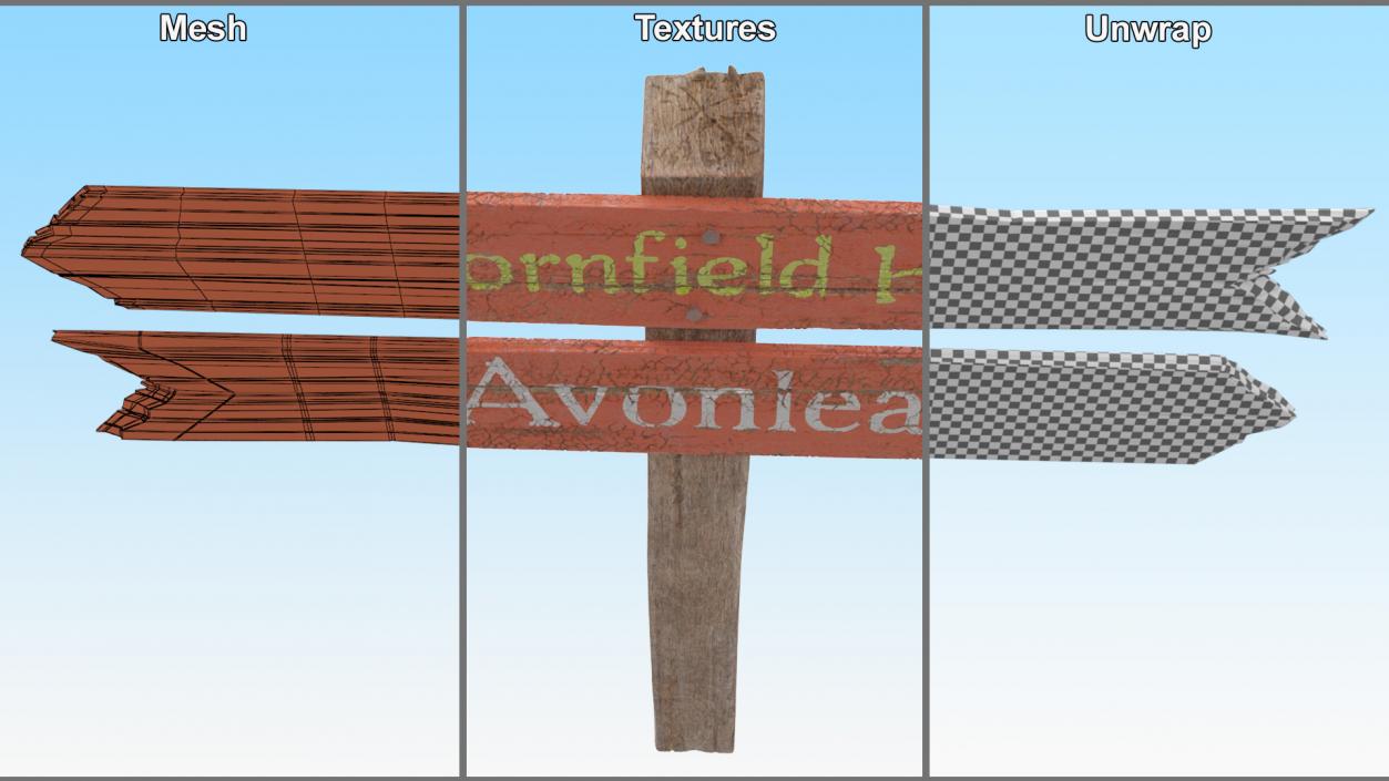 Aged Wooden Pointer Billboard 3D model