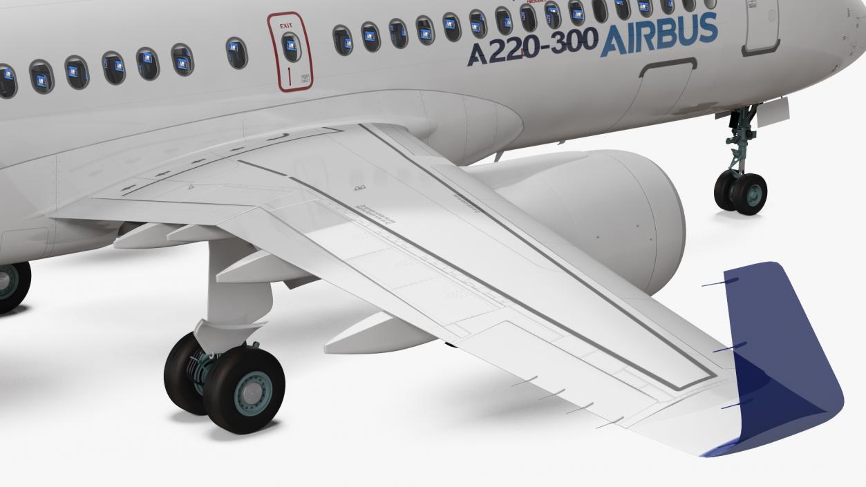 3D Airbus A220 300 Detailed Interior model