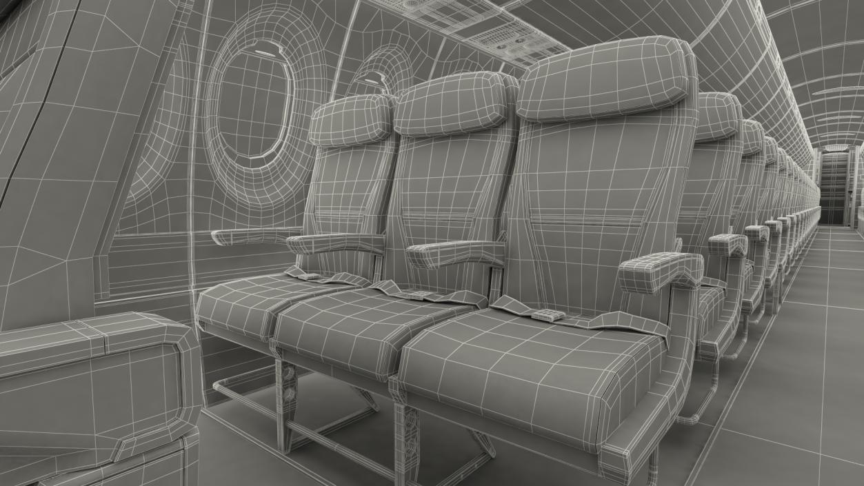 3D Airbus A220 300 Detailed Interior model