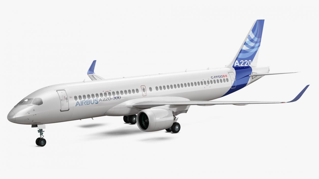 3D Airbus A220 300 Detailed Interior model