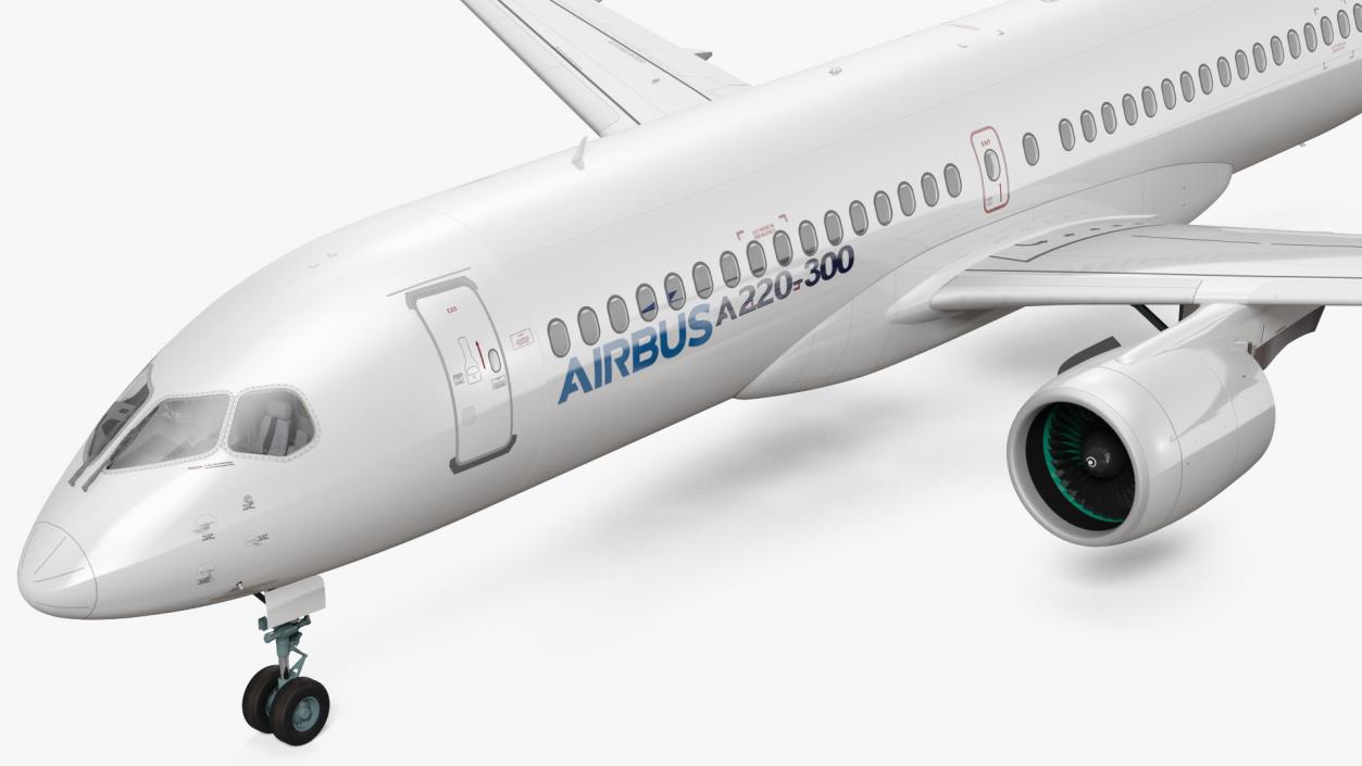 3D Airbus A220 300 Detailed Interior model