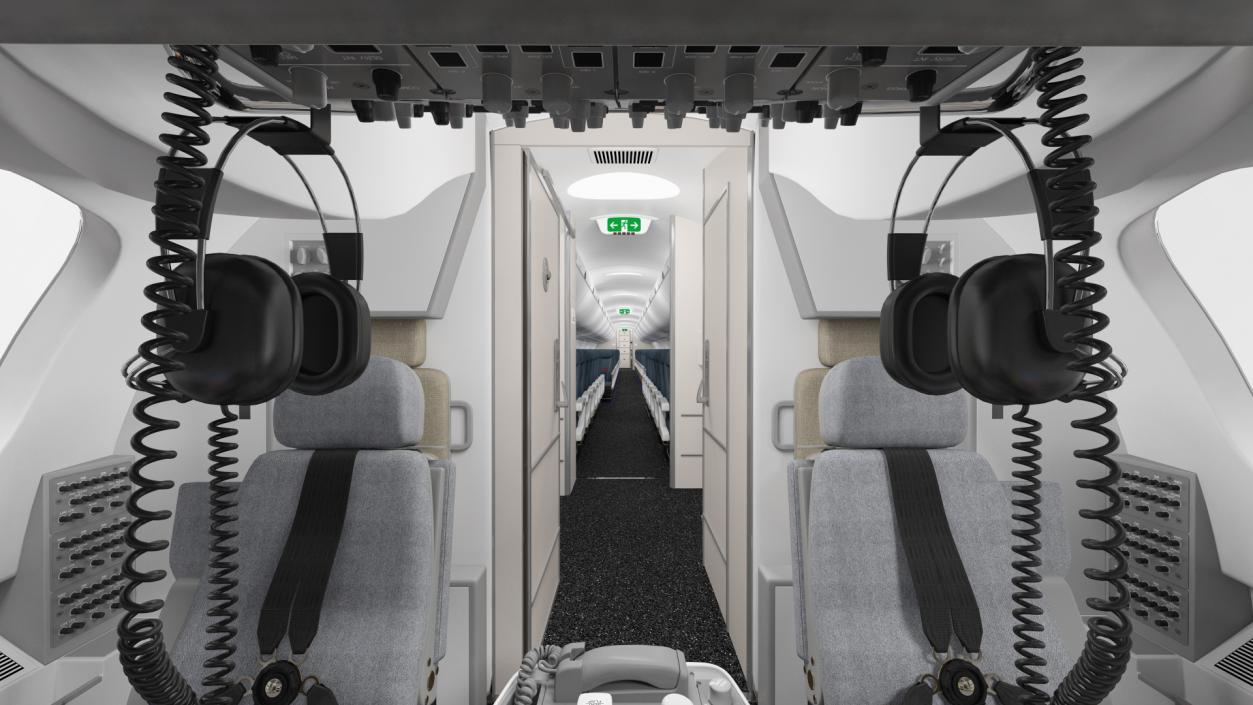 3D Airbus A220 300 Detailed Interior model