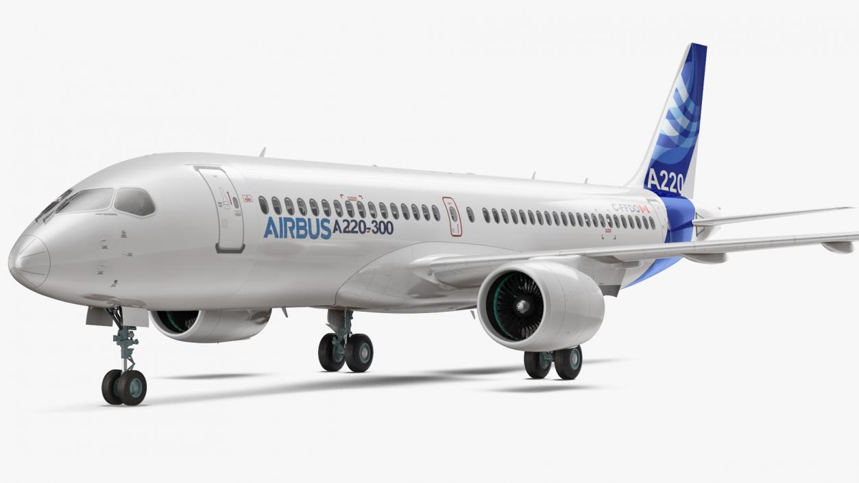 3D Airbus A220 300 Detailed Interior model