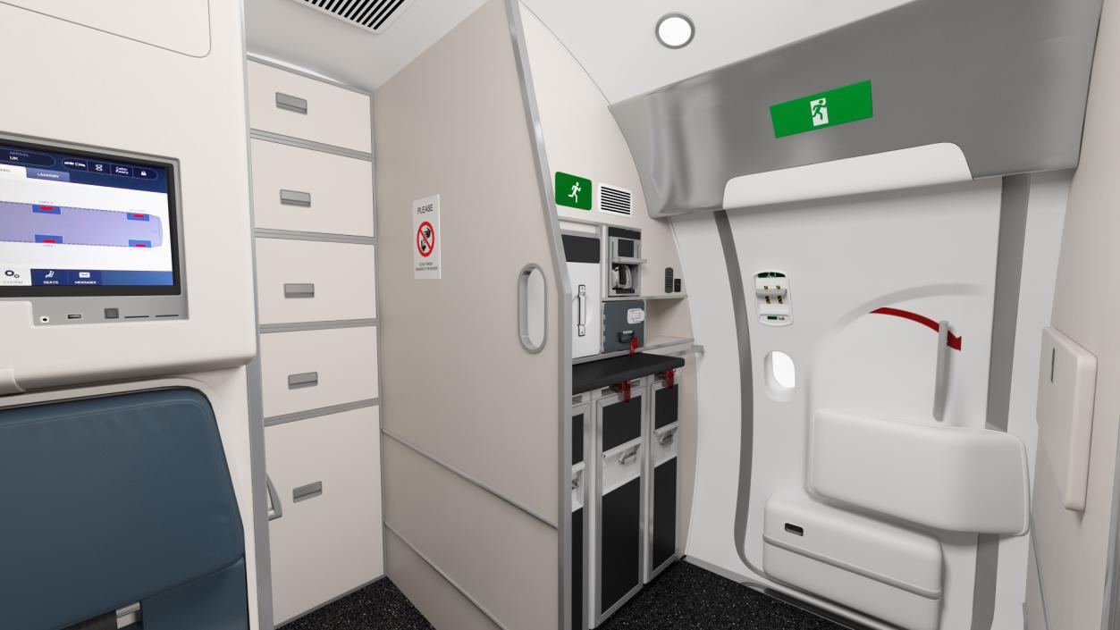 3D Airbus A220 300 Detailed Interior model