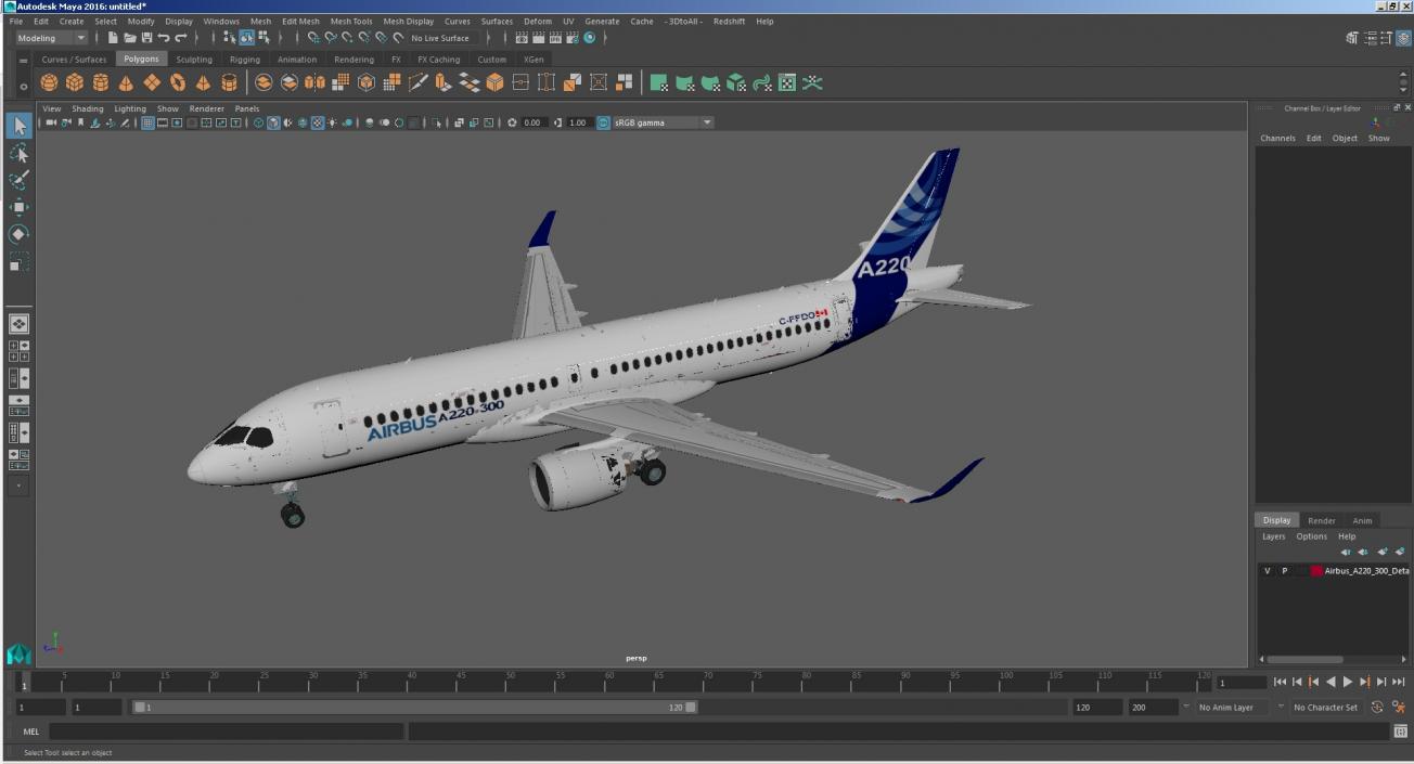 3D Airbus A220 300 Detailed Interior model