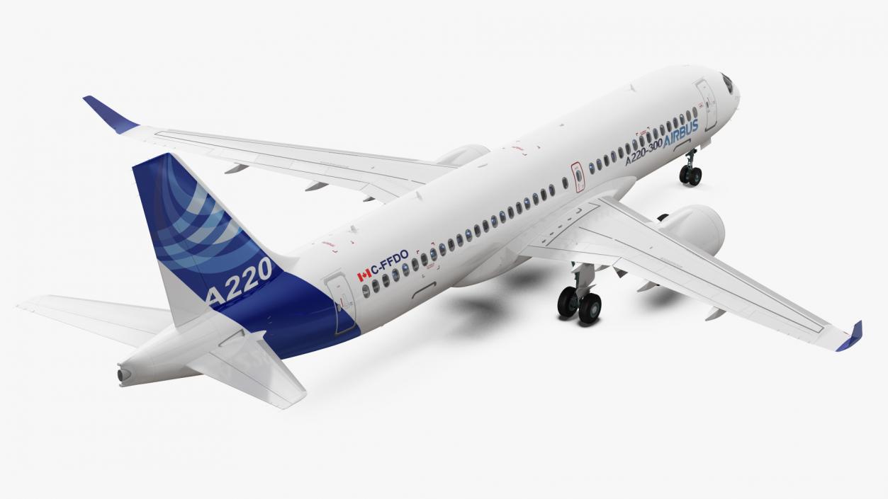 3D Airbus A220 300 Detailed Interior model