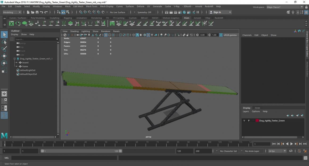 Dog Agility Teeter Green 3D model