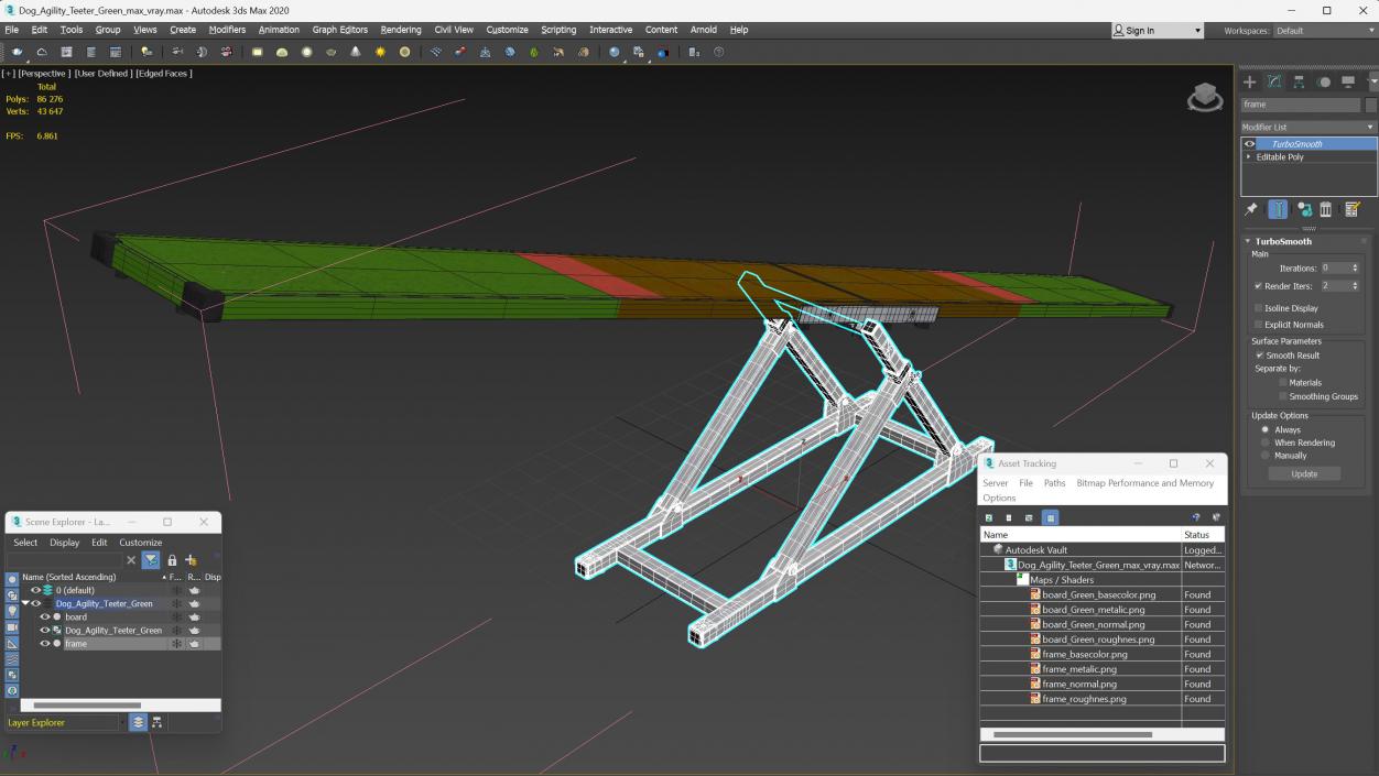 Dog Agility Teeter Green 3D model