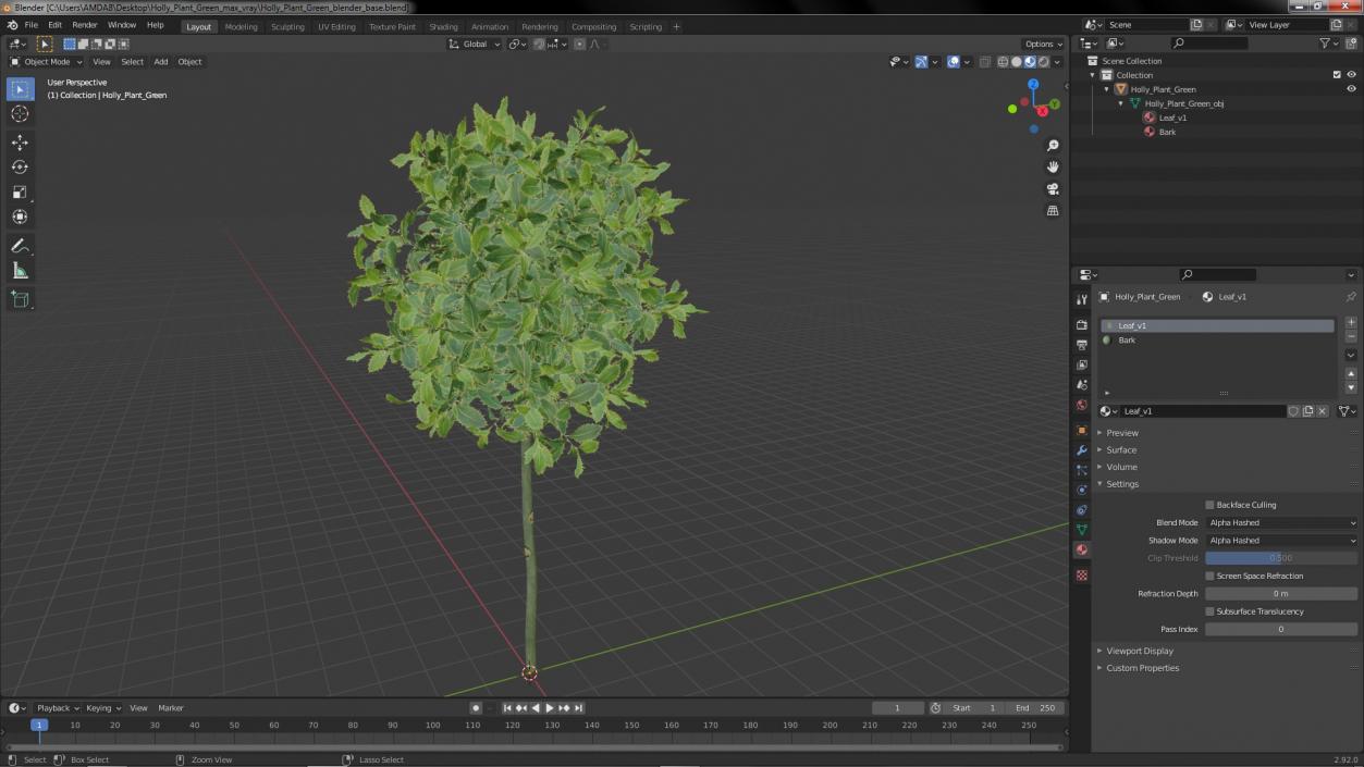 Holly Plant Green 3D