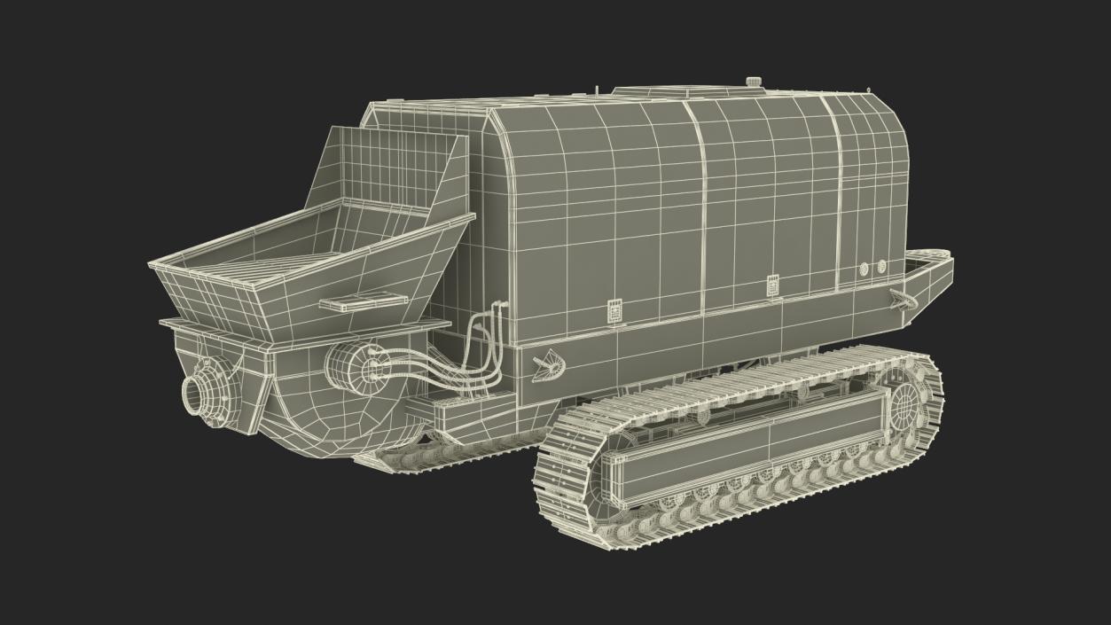 3D Portable Concrete Pump on Crawler Chassis Rigged model