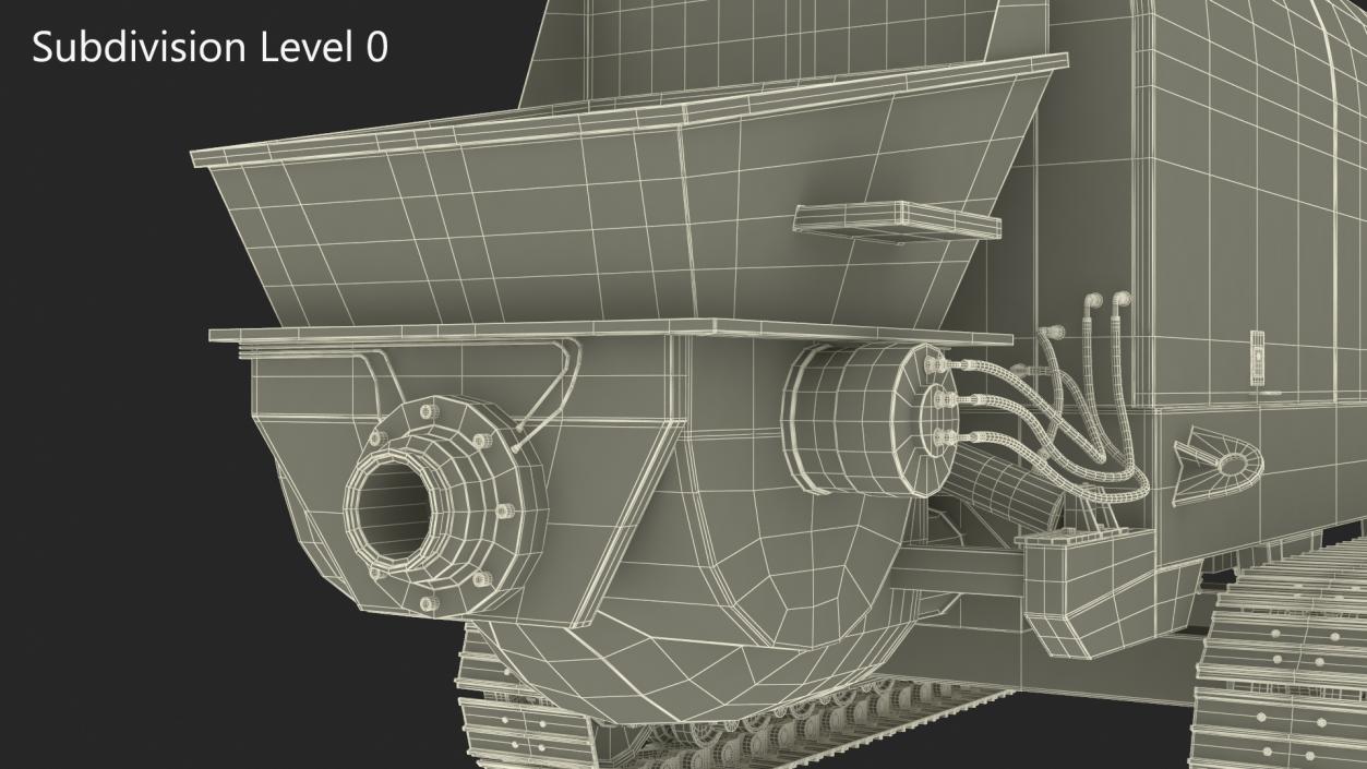 3D Portable Concrete Pump on Crawler Chassis Rigged model