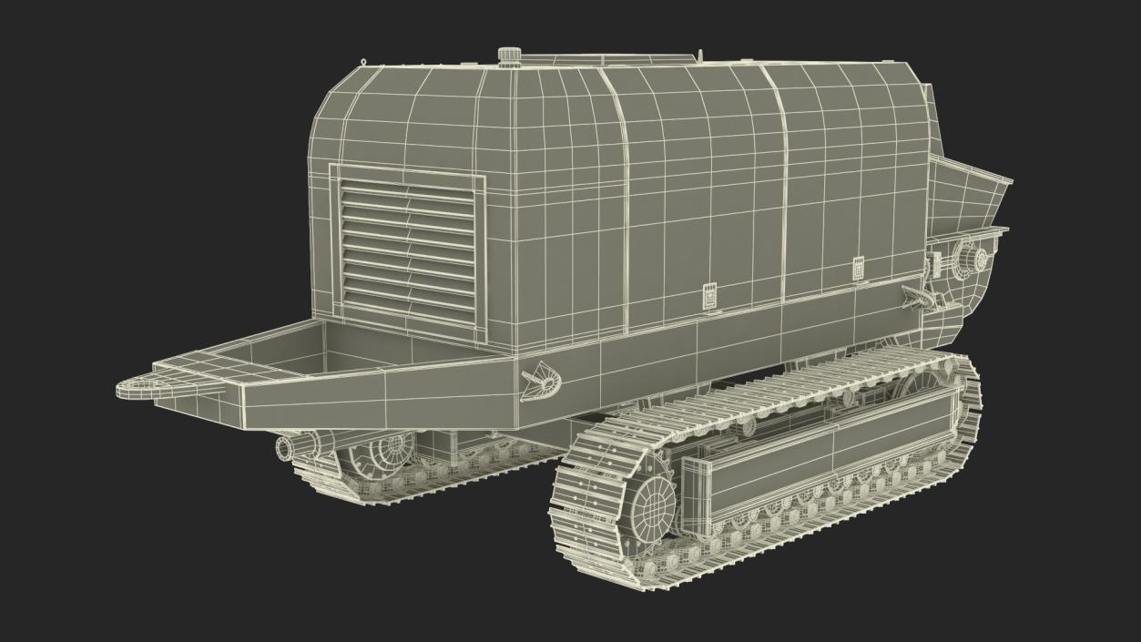 3D Portable Concrete Pump on Crawler Chassis Rigged model