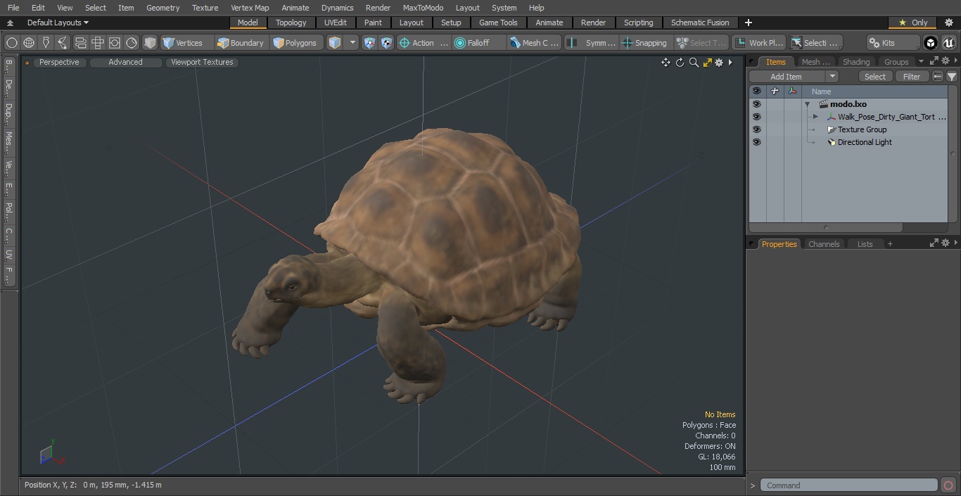 3D model Walk Pose Dirty Giant Tortoise