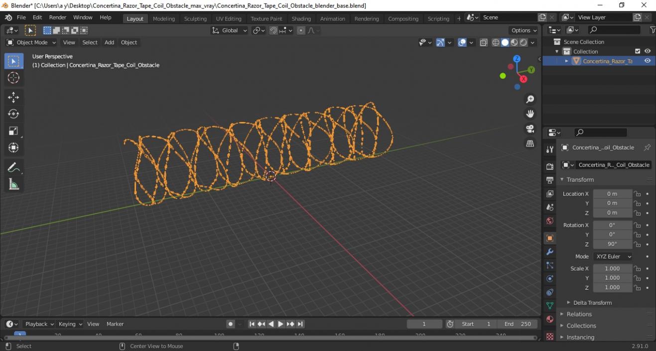 3D model Concertina Razor Tape Coil Obstacle