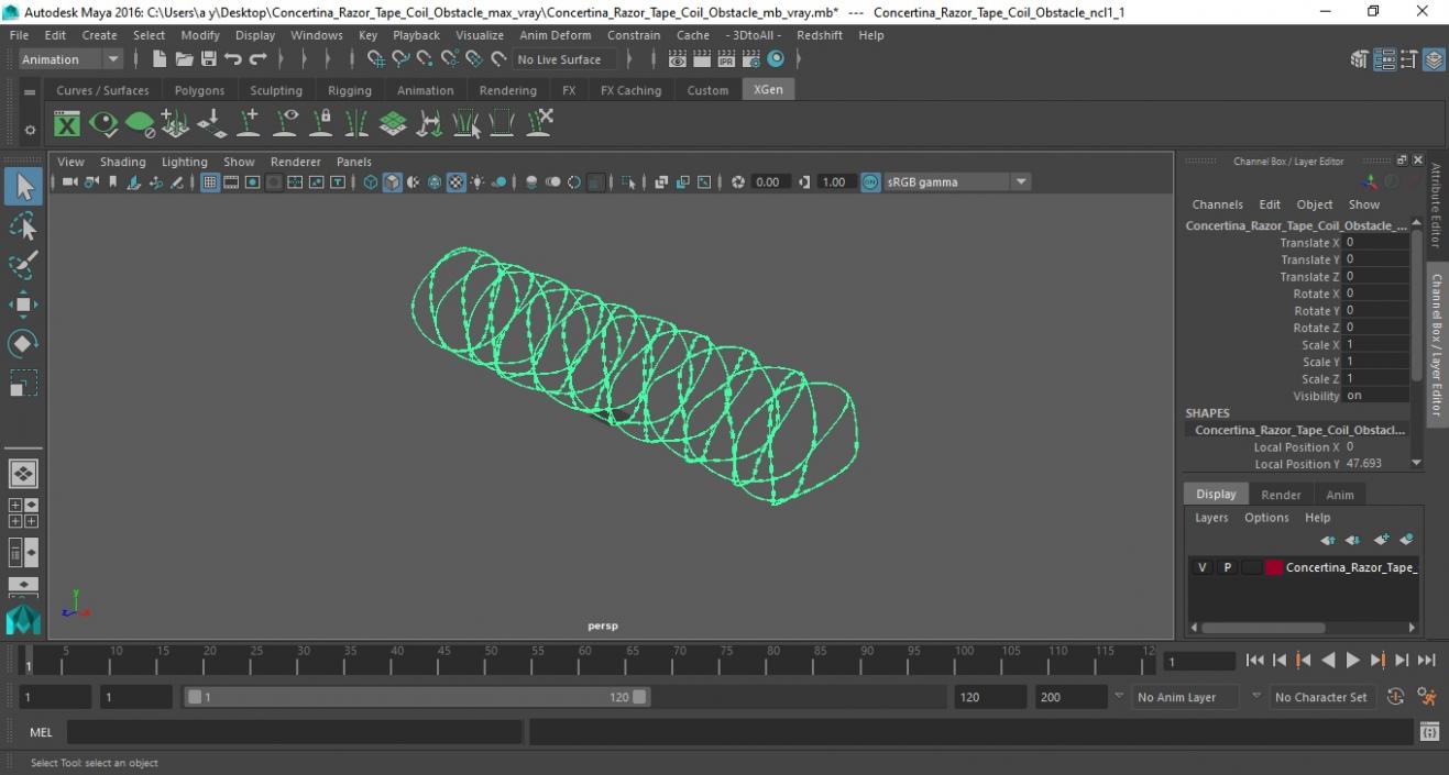 3D model Concertina Razor Tape Coil Obstacle