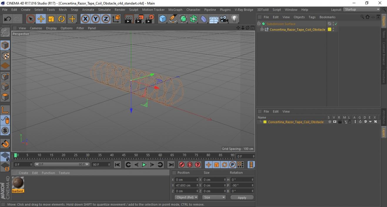 3D model Concertina Razor Tape Coil Obstacle