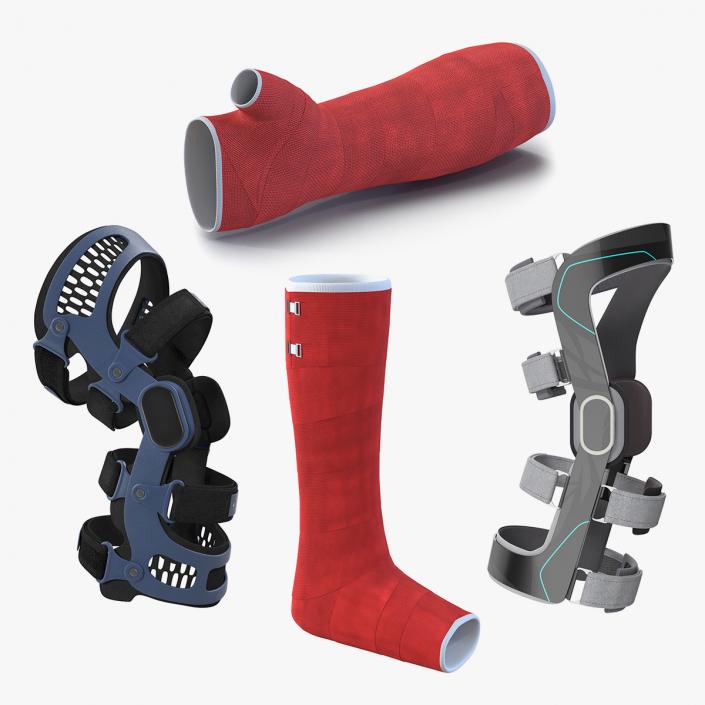 3D Knee Braces and Orthopedic Casts Collection model