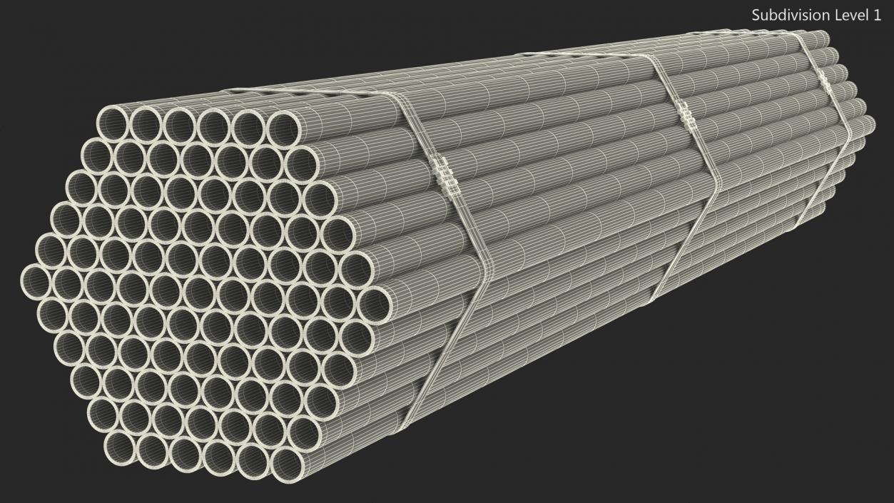 3D Thin Plastic Pipes Bundle 2 Meters 2