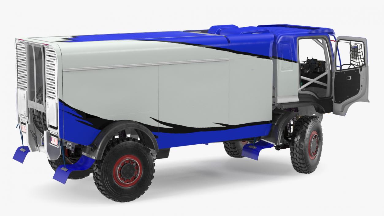 3D Race Dakar Truck Lights On Blue Rigged model