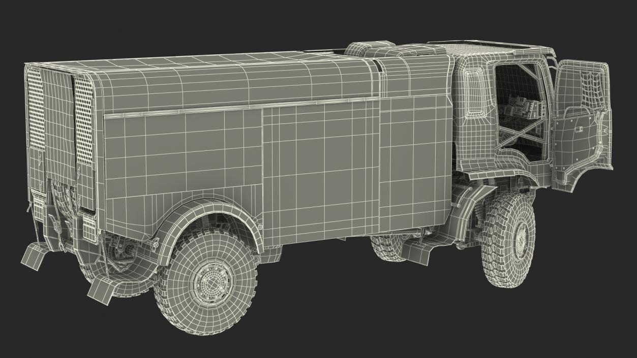 3D Race Dakar Truck Lights On Blue Rigged model