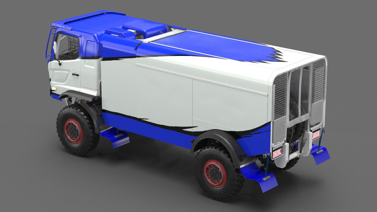 3D Race Dakar Truck Lights On Blue Rigged model