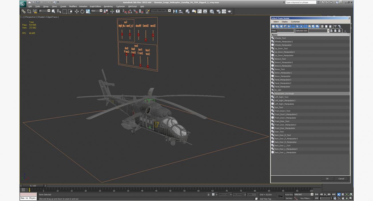 3D Russian Large Helicopter Gunship Mi-35M Hind Rigged