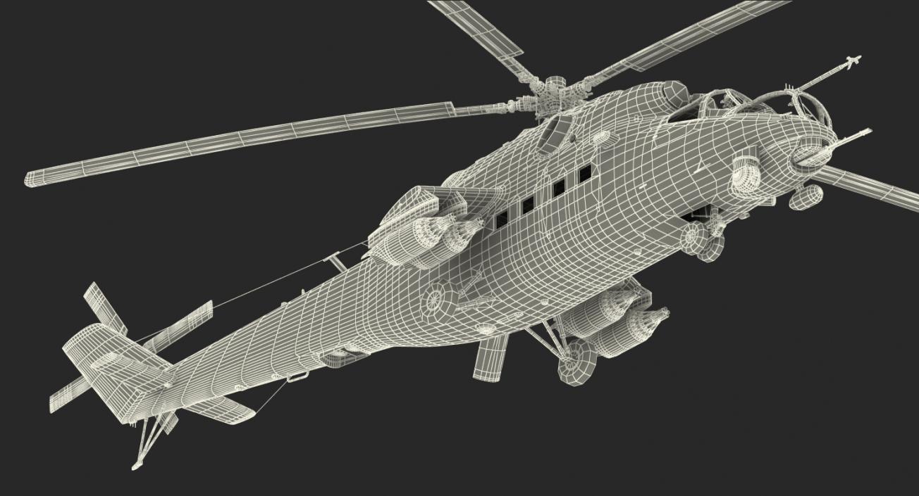 3D Russian Large Helicopter Gunship Mi-35M Hind Rigged