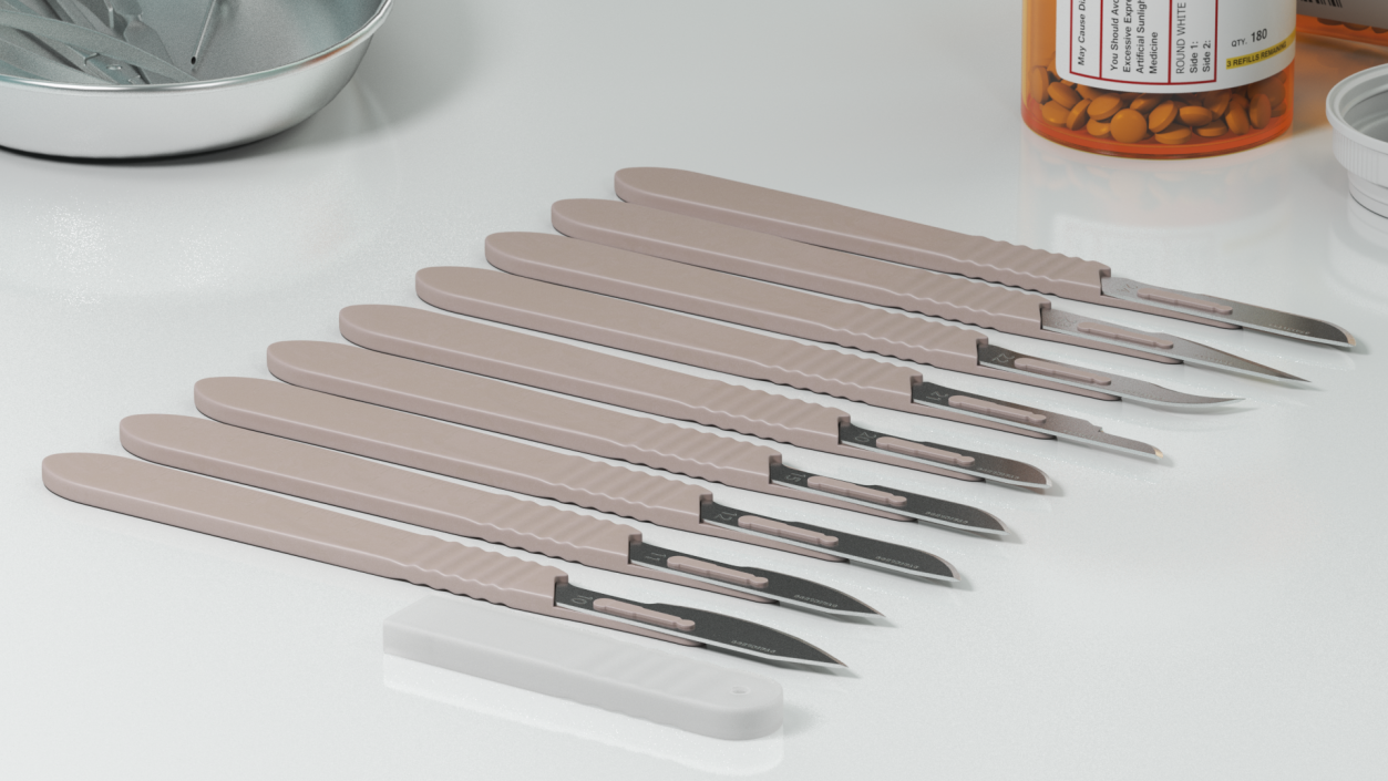 3D Sterile Scalpels with Plastic Handles Set