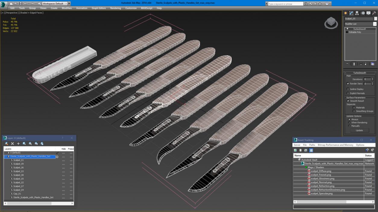 3D Sterile Scalpels with Plastic Handles Set