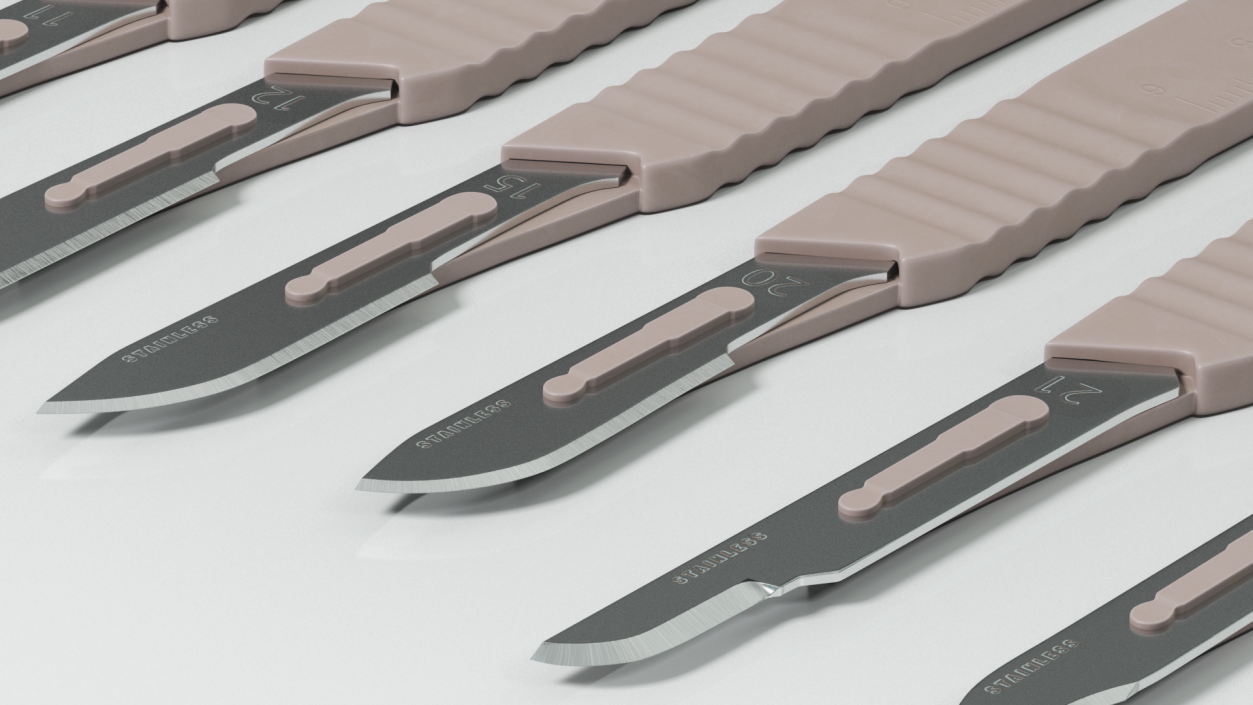 3D Sterile Scalpels with Plastic Handles Set