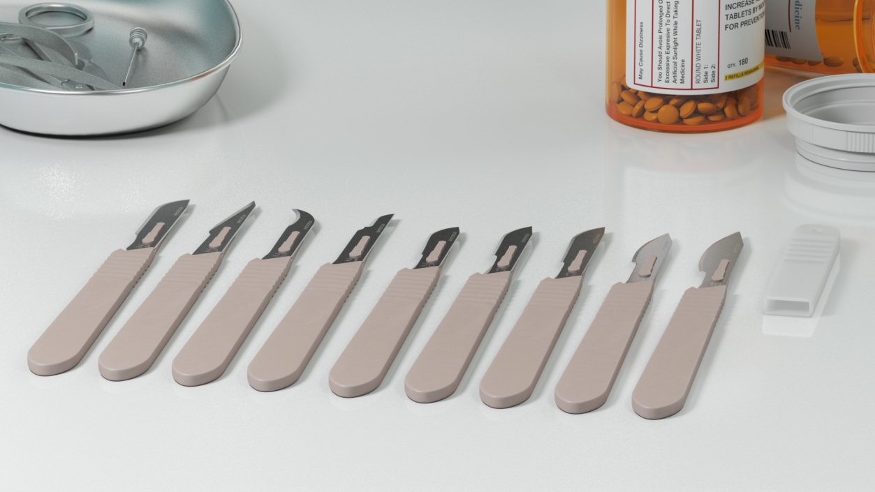 3D Sterile Scalpels with Plastic Handles Set