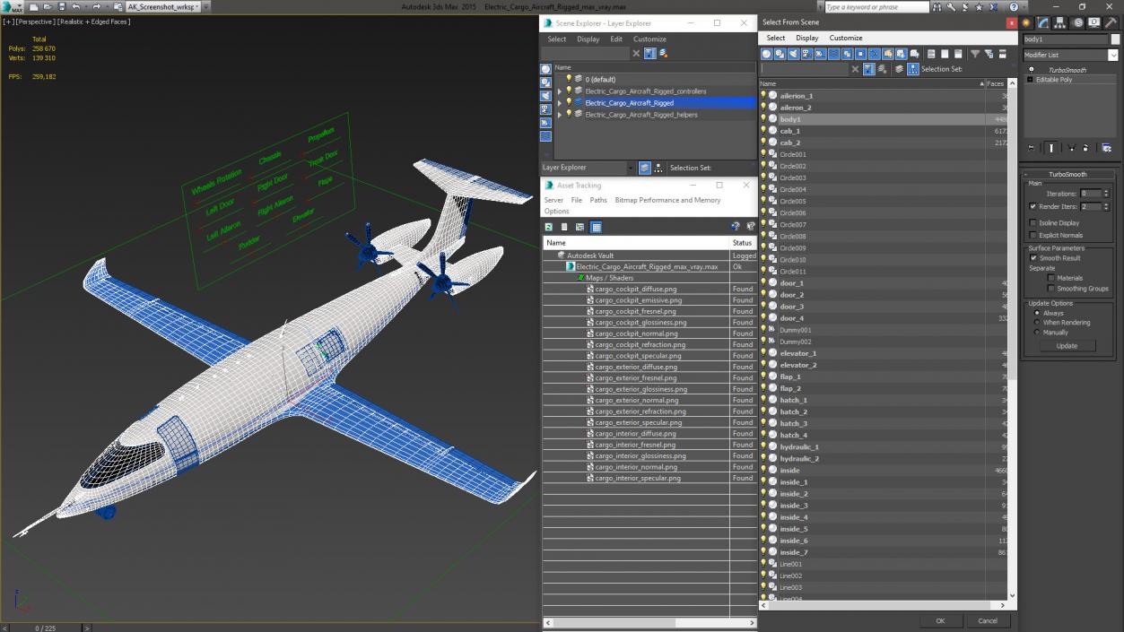 Electric Cargo Aircraft Rigged for Maya 3D model