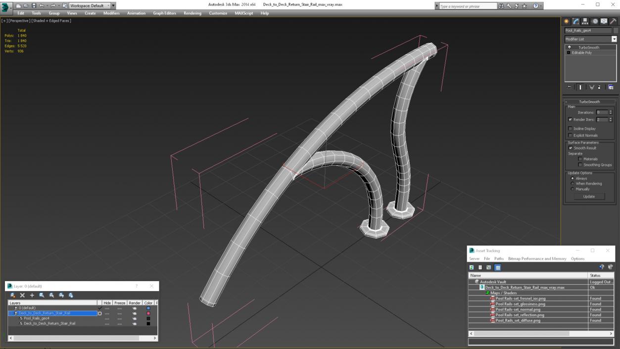 3D model Deck to Deck Return Stair Rail