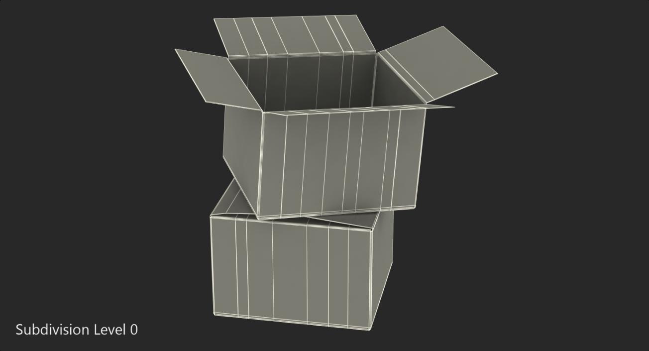 3D model Open Empty Old Cardboard Boxes