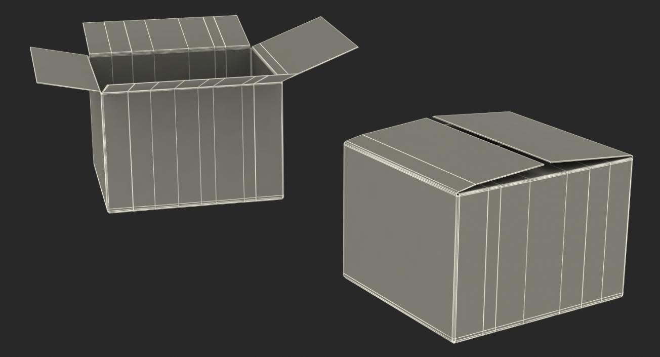 3D model Open Empty Old Cardboard Boxes