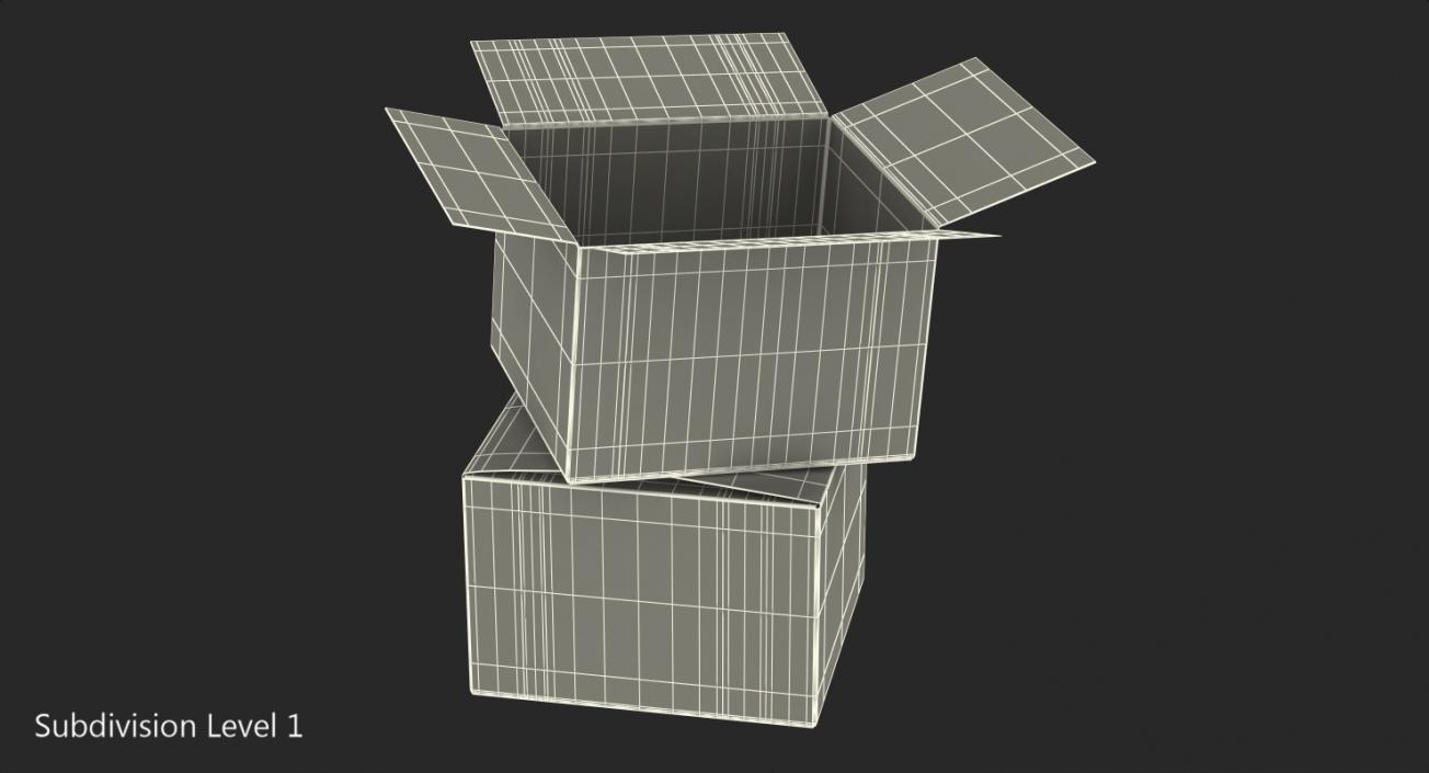 3D model Open Empty Old Cardboard Boxes