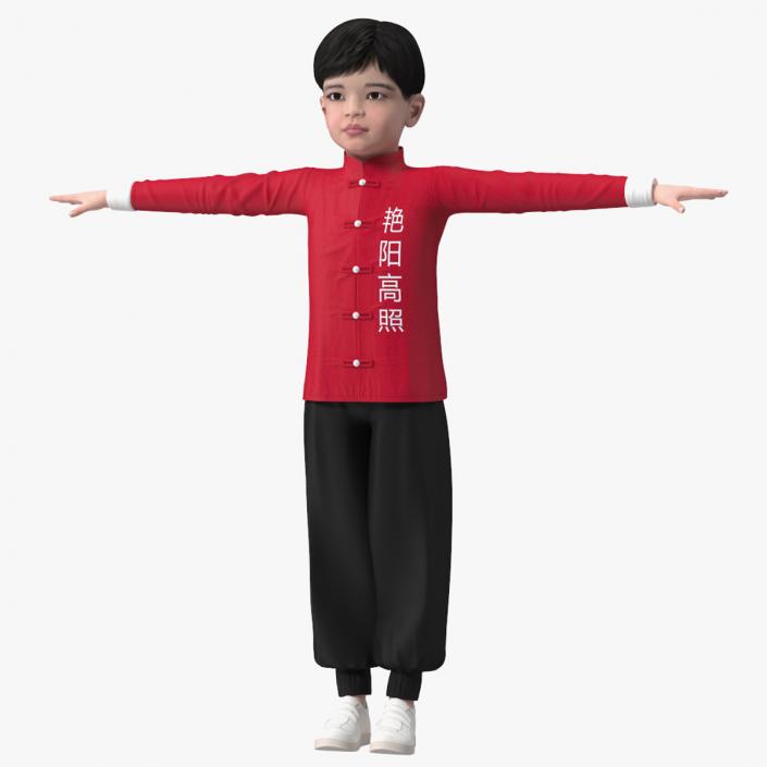 3D model Asian Boy Traditional Costume Rigged for Modo