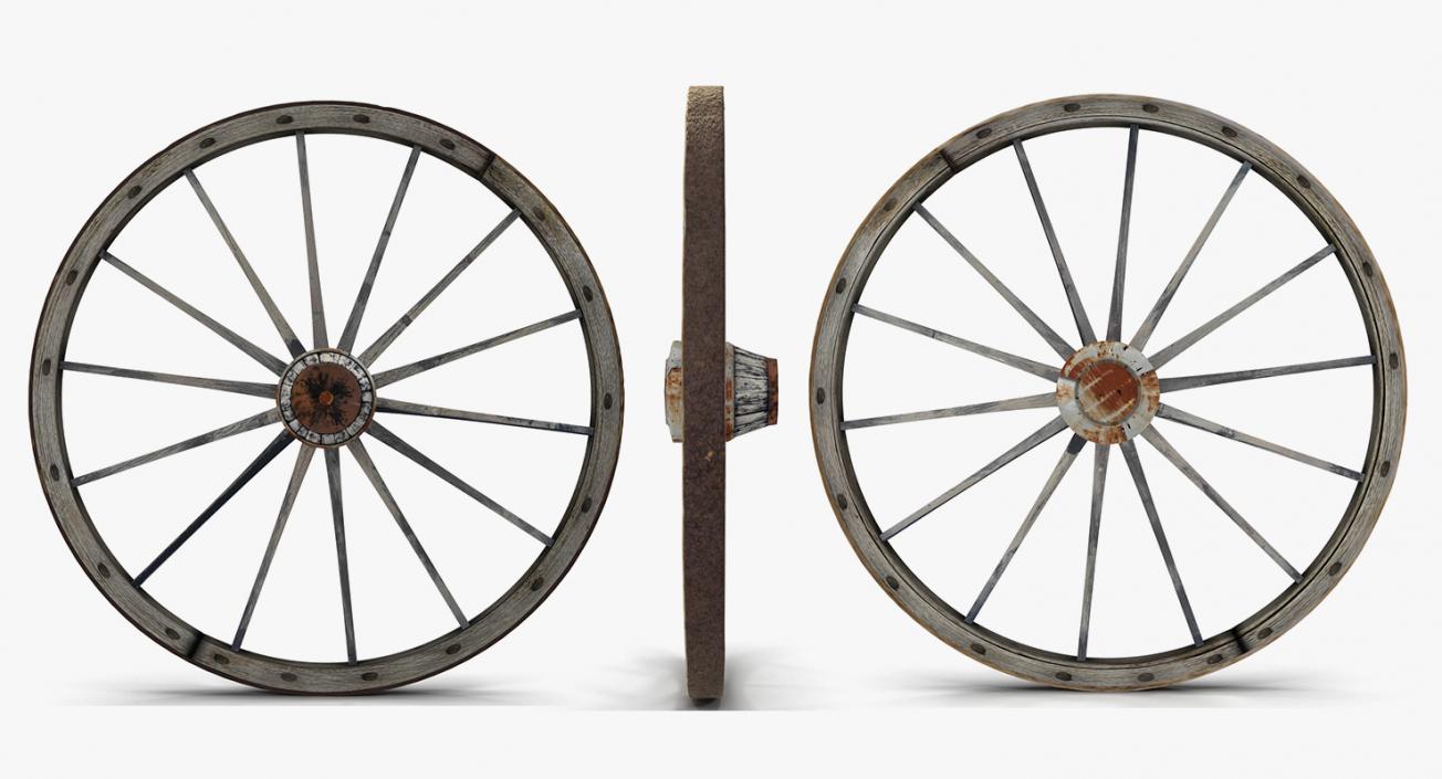 3D Antique Wagon Wheels Collection