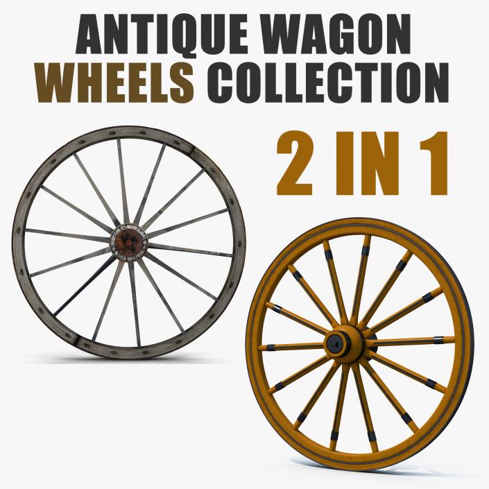 3D Antique Wagon Wheels Collection