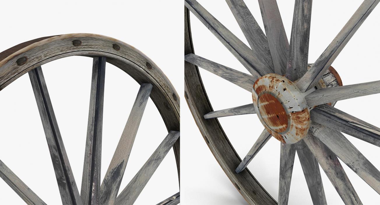 3D Antique Wagon Wheels Collection