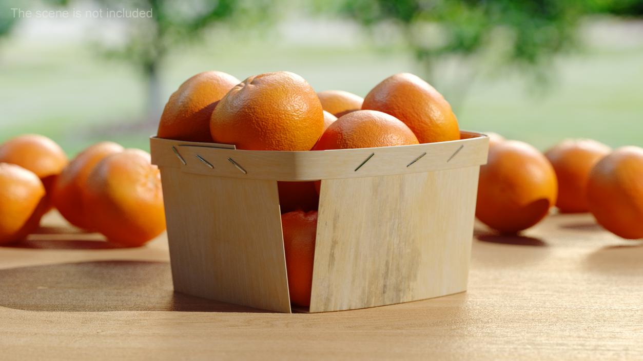 3D Mandarins in Wooden Basket