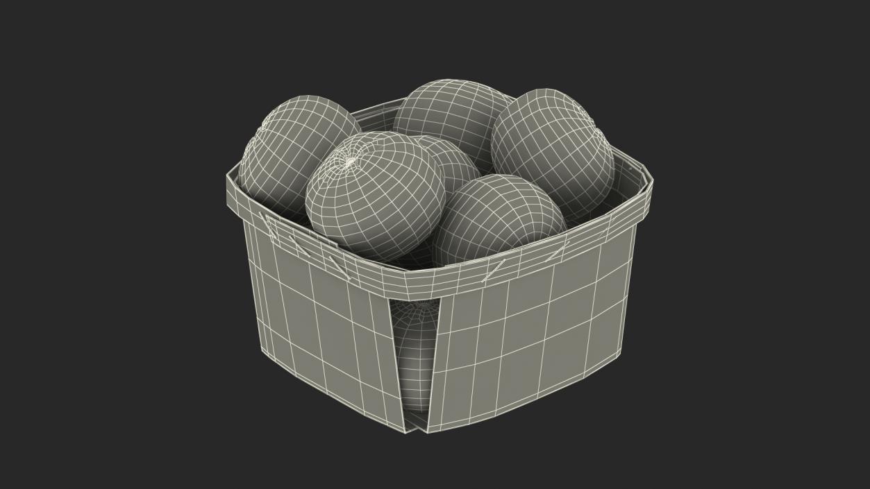 3D Mandarins in Wooden Basket