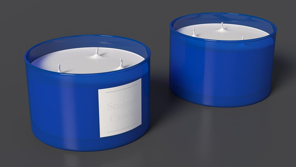 3D model Scented Candle Blue with Label